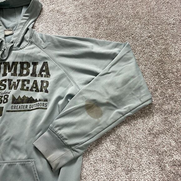 Columbia Sportswear Hoodie Sweatshirt Mens Medium Light Blue Pullover Graphic - Picture 3 of 16